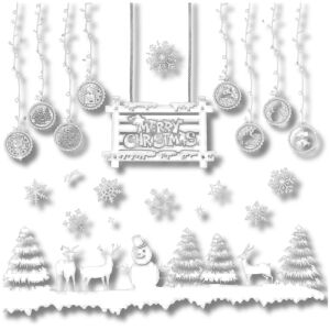 Karácsonyi ablak matrica fehér hóember hópelyhek