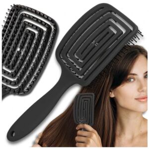 Relaxáló rugalmas masszázs és hajformázó fekete hajkefe