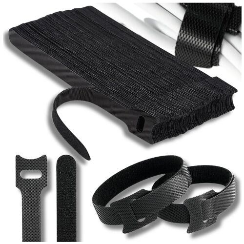 Tépőzáras szalag kábelekhez, 40 db fekete 12x150 mm - praktikus kábelrendező