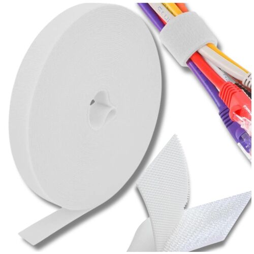 Fehér tépőzár a kábelekhez - 10 m a hatékony rendszerezés és csatlakozás érdekében