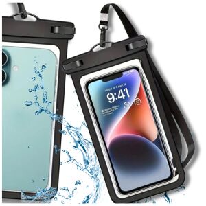 Vízálló telefontok fekete zsinórral - akasztós táska útközbeni védelemhez