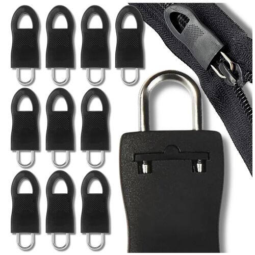 Fekete gumi cipzárakasztók - 10 db-os csomag a biztonságos záráshoz 123613035