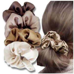 4 db frottír scrunchie szatén hajgumi készlet