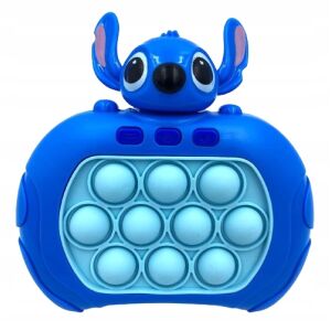 Interaktív játék Pop-It Console GALAXIA kék, stresszoldó, hangokkal és fényekkel, Stitch, képernyő nélkül, pihentető, többjátékos