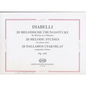 Antonio Diabelli 28 Dallamos Gyakorlat zongorára 4 kézre kottakiadvány - Művészet & Építészet