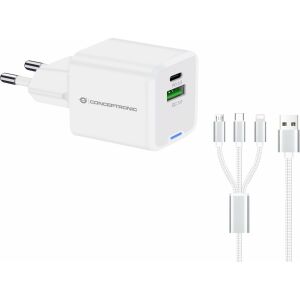 Ładowarka Conceptronic Althea 33W GaN z portami USB-C, USB-A i kablem ładującym 3 w 1 - Karta sieciowa