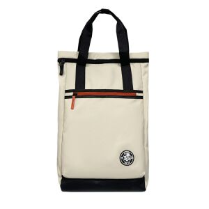 Бяла чанта за лаптоп Dollcini Oxford с черни дръжки и обшивка - Раница