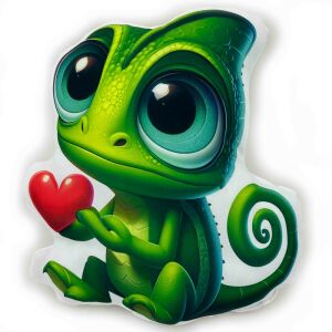Cuki kaméleon díszpárna szívvel, állat formájú párna - Díszpárna