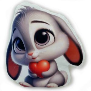 Cuki nyuszi alakú díszpárna szívvel - Díszpárna