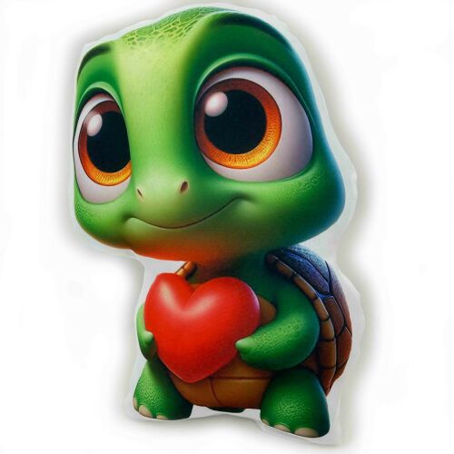 Állatos formapárna, aranyos teknős szívvel