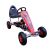 Piros pedálos gokart gyerekeknek, fekete üléssel, kormánykerékkel és négy kerékkel