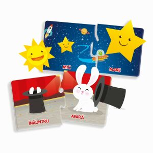 Agerino Ellentétek Játék puzzle kártyák, ellentétek bemutatása, mint például belül és kívül, nagy és kicsi - Puzzle & Kirakó