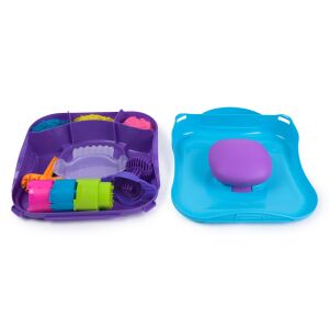 Комплект за игра SquishMotion Kinetic Sand с цветен пясък, инструменти и подвижна основа - Надуваема игра и игра на плажа