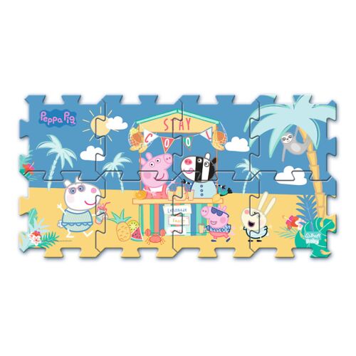 Peppa Malac Nyári Hab Padló Puzzle, nagy méretű habszivacs darabokkal, Peppa Malaccal és barátaival a strandon - Szivacs puzzle