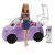 Barbie elektromos autó, lila, kabrió, babával, nyitott tetővel