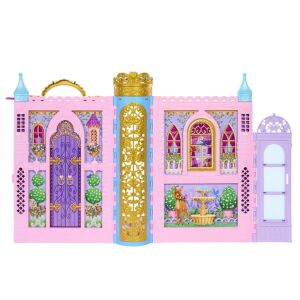 Disney Hercegnő Kész a Bálra Játékkészlet, egy rózsaszín és kék kastély alakú játékkészlet ajtóval, ablakokkal és szökőkúttal - Babaház