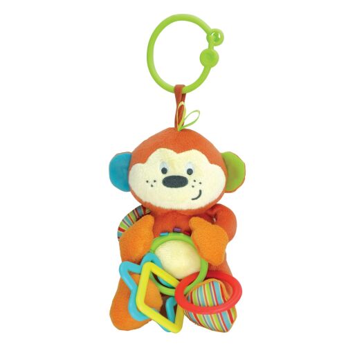 WINFUN Kis Barátok Majom Csörgő Gyűrűkkel, baba játék, plüss majom színes gyűrűkkel, csecsemőknek fejlesztő játék