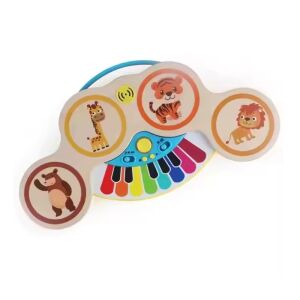 Fa zongora és dob, 1 éves kortól, 2 az 1-ben, Magic Touch, hangokkal és fényekkel, 22,5 x 13 x 2,5 cm, több színű