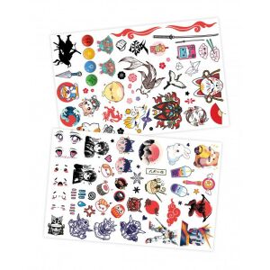 75 dočasných tetovaní na zmytie s motívmi manga a kawaii, Buki - Tetovačky