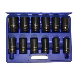 12 darabos 3/4 hüvelykes gépi dugókulcs készlet kék műanyag tokban, 24mm-től 41mm-ig - Dugókulcs