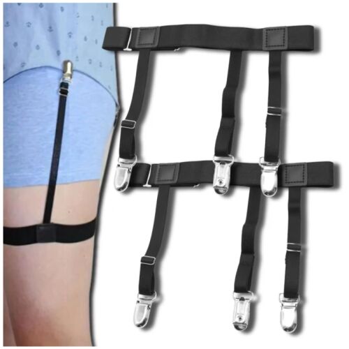 Rugalmas férfi nadrágtartó az ing tartásához fekete 2 db 123674470