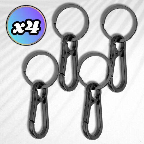 Fém karabineres kulcstartó kulcstartókkal - fekete, 4 db 123676674