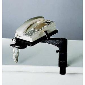 Brązowy uchwyt na telefon biurkowy do biura, regulowany uchwyt zaciskowy - Biurkowy uchwyt na telefon