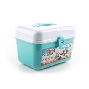 G21 Cukrászda játék, kék műanyag koffer, hamis tortákkal, süteményekkel és kiegészítőkkel - G21