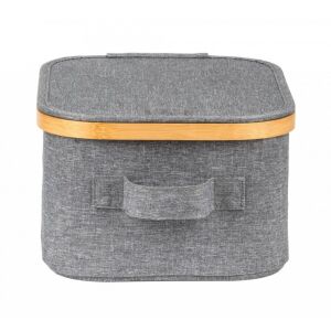 G21 szürke tárolódoboz bambusz fedéllel és szövet fogantyúval - G21