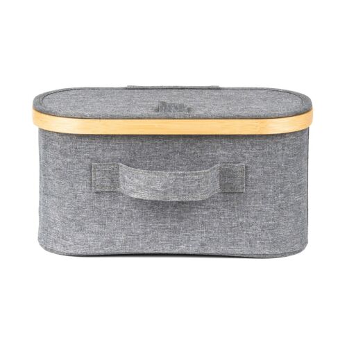 Tárolódoboz G21 30 x 15 x 15 cm, bambusz fedéllel, szürke