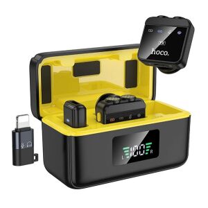 HOCO L17 bluetooth mikrofon 2db Type-C, zajszűrő + töltőtok, FEKETE 123752387 - Hoco