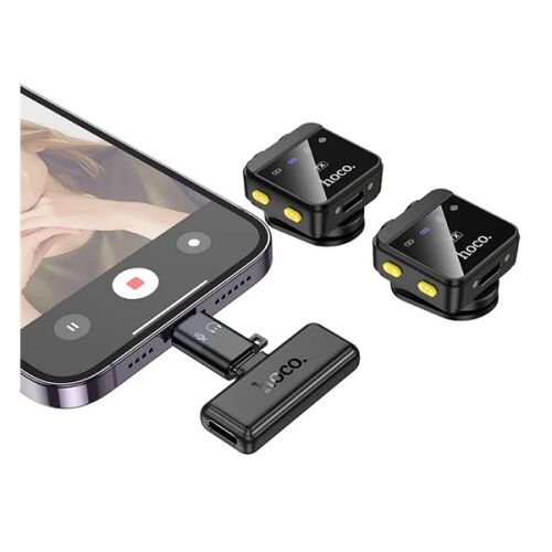 HOCO L17 vezeték nélküli mikrofon készlet Type-C és Lightning adapterekkel, fekete - Audio