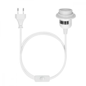 Adapter kábel 3,5 m E27 aljzattal és kapcsolóval, Kwmobile, fehér, PVC, 38942