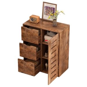 MARO ÎNCHIS DRESSER CAMERĂ DE ZI CU RAFTURI SPAȚIOASE DIN LEMN MANSARDĂ 3 SERTARE MANSARDĂ