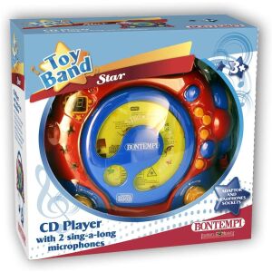 Bontempi Toy Band Star CD lejátszó 2 éneklős mikrofonnal, piros és kék játék CD lejátszó - Zenélő játék