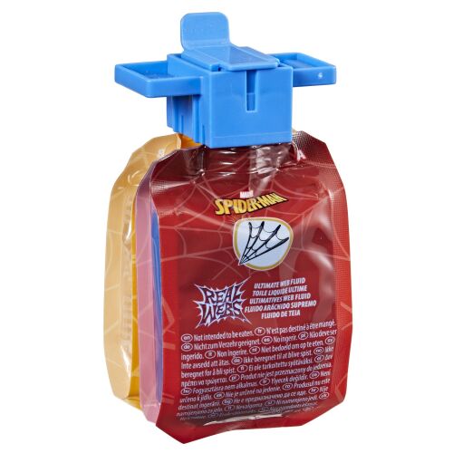 Real Webs Ultimate Spider-Man Reumplere Fluid de Pânză, 1 pachet, pentru utilizare cu Blasterul Real Webs Ultimate Spider-Man (vândut separat)