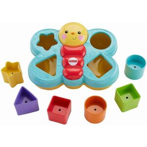 Jucărie Fisher-Price Butterfly Shape Sorter, fluture albastru și galben cu forme colorate - Jocuri de sortare a formelor