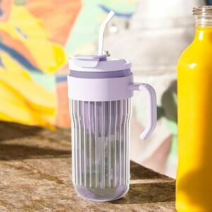 Žebrovaný sklenený hrnček na kávu a čaj s slamkou, sitkom a viečkom 550 ml 123758162 - Preprava jedla a nápojov