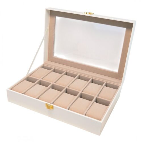 12 darabos óradoboz, fehér ekobőr 30 x 20 x 8 cm pd154. 123758504