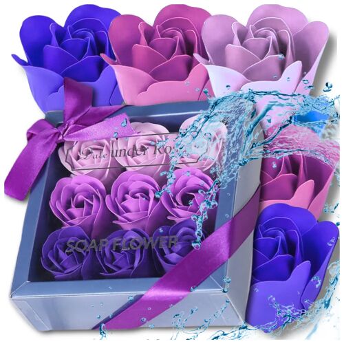 Aromás lila szappanrózsák - 9 darabos ajándék szett az elegáns díszítéshez 123758628