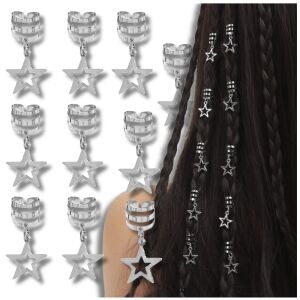 Stílusos ezüst gyűrűk és gyöngyös hajkiegészítők - 10 darab a raszta hajhoz 123758637 - Öltözködés kiegészítő