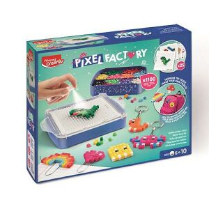 Maped Creativ Pixel-gyár gyöngy készlet sablonokkal, készítsd el saját pixelművészeti alkotásaidat vízzel aktivált gyöngyökkel, több mint 1100 gyöngy, sablonok, permetező palack és kiegészítők - Maped