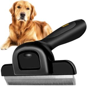 Purlov pet brush with dog, black pet grooming brush for dogs and cats - Fabric Shaver