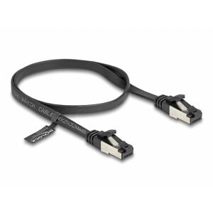 Delock RJ45 lapos patch kábel apa - apa Cat.8.1 flexibilis 0,5 m fekete (80178)