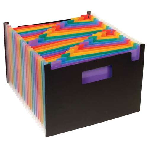 VIQUEL Rainbow Class black accordion file folder with 24 compartments for A4 documents