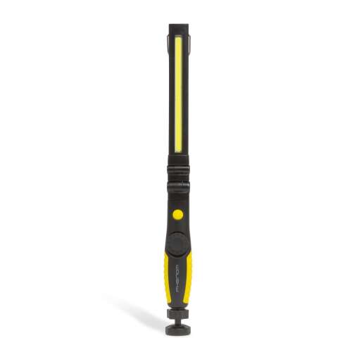 Phenom COB LED rechargeable work light, black and yellow, front view