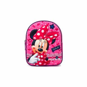 Predškolský batoh s 3D potlačou Minnie Mouse, ružový s bielymi bodkami, s dizajnom Minnie Mouse - Batohy, tašky pre škôlkarov