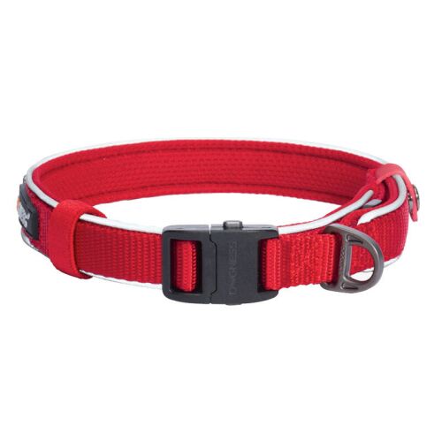 Dogness Reflective Dog Collar, Large, Red - Safety and Visibility for Night Walks