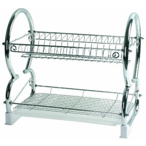 Domotti Lawenda edényszárító, kétszintes króm edénylecsöpögtető kivehető tálcával - Edényszárító