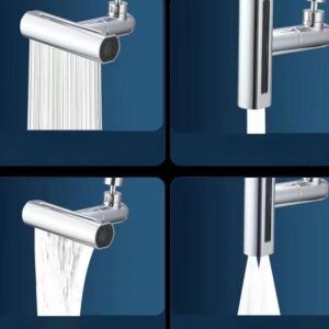 4-sebességes állítható konyhai csaptelep 360°-ban forgatható porlasztóval és kiterjesztett fröccsenésgátló kifolyóval 123788763 - Nonbrand Csaptelep